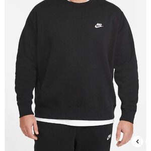 NEW Nike Club Fleece Crew BV2662-010 Black Men's Size M Sweatshirt Pullover